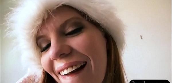  Two blonde in christmas hat pussy banged